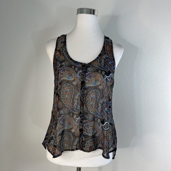 Ambiance Tops - Ambiance Womans Top M Flowy Boho Racerback Tank Top Sleeveless Sheer